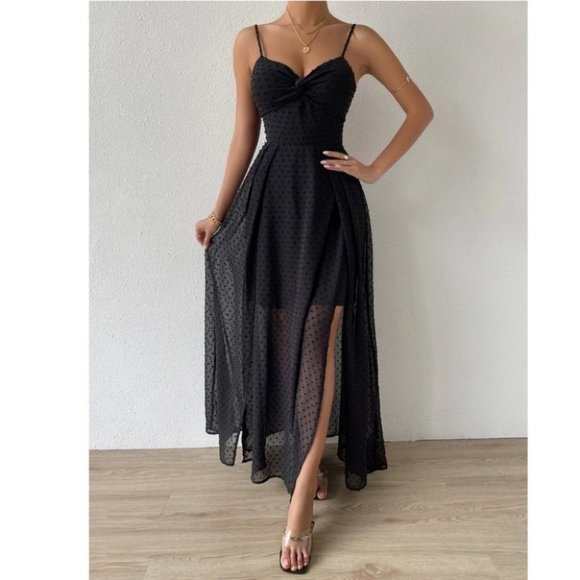 . Dresses & Skirts - Swiss Dot Cami Maxi Dress BLACK